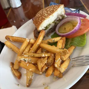 Jalapeño burger and garlic fries
