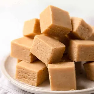 a plate of peanut butter fudges