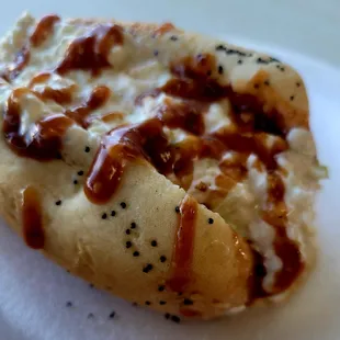 a piece of pizza on a plate