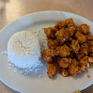 Orange chicken and rice