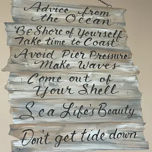 I loved all the little quotes they have painted through restaurant!