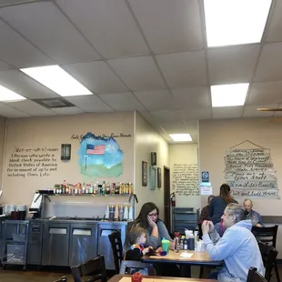 Inside the new location. Look at the funnies on the wall!