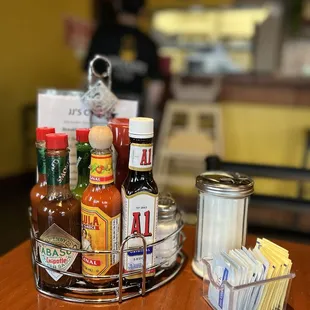 All the sauces right on the table. Excellent!