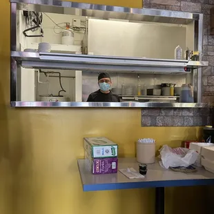 The owner in the back cooking away! He does a great job!