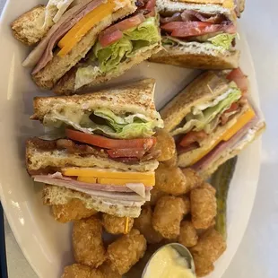 Second club sandwich and tots.