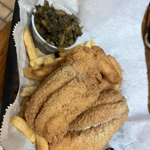 Catfish fries &amp; collard greens