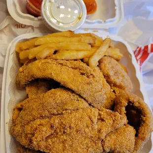 Fish Combo, Catfish &amp; Whiting Fish with Fries. Small Size