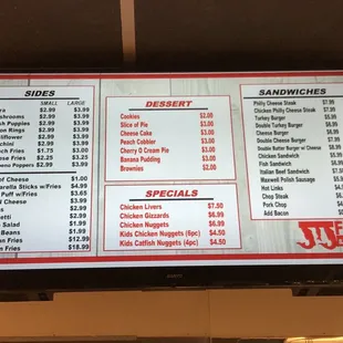 menu and prices