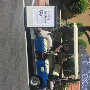We rented a cart to transport retired clergy to and from a luncheon in Modesto - so fun!