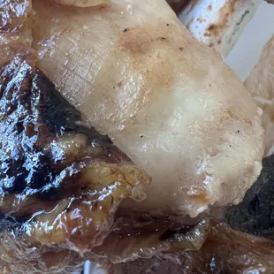 Chicken was cold, tough and had no taste. Chicken skin was rubbery and gross.