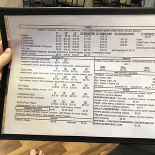 the menu for the lunch