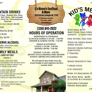 Hours as of Feb 2024. Buffet dinner alternating Sundays