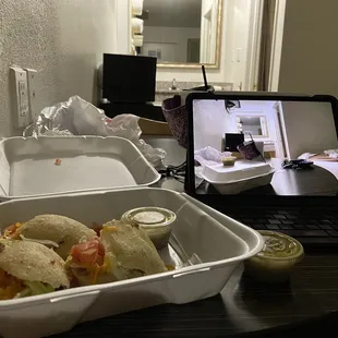 Gorditas in a solo travelers room.