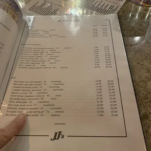Wine list