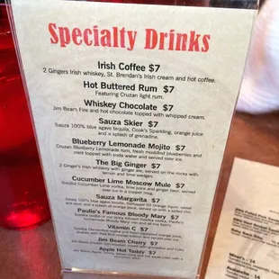 Specialty drinks