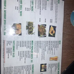a menu on a table