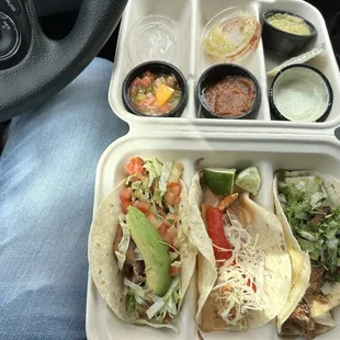 Chicken, Bacon, &amp; Avocado Taco, Blackened Salmon Taco, Brisket Torta w/Side Mexican Slaw