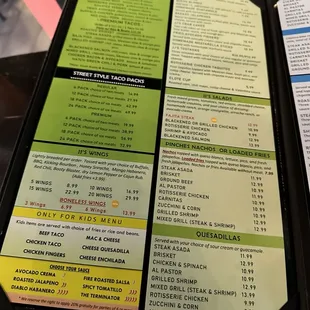 Menu sorry for the blur