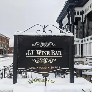 a sign in the snow