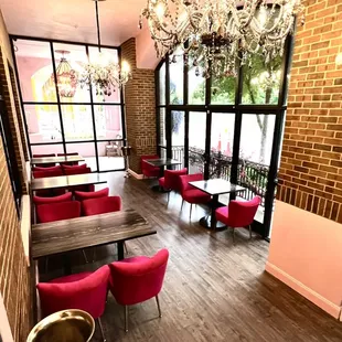 dining area with chandelier