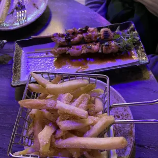 Teriyaki chicken w truffle fries - fries not very crispy. Chicken kind of dry