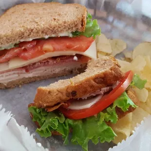 a sandwich and chips