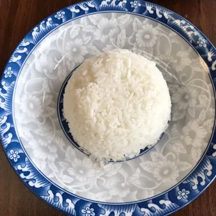 Rice isn't out on the buffet, but you can request a bowl