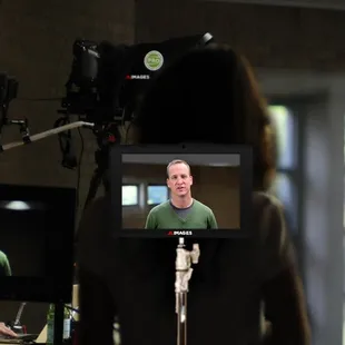 Jeff directing Peyton Manning in a television commercial.