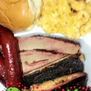 Brisket,Ribs,Smoked sausage w/ Mac n cheese &amp; bbq beans