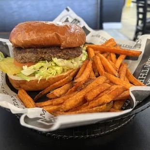 Hamburger and Sweet Potato Fries