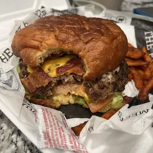 BBQ Burger with sweet potato fries