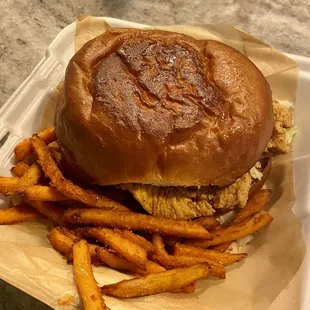 Cajun chicken with sweet potato fries