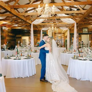 First married!  Love when the venue is draped with white linens.