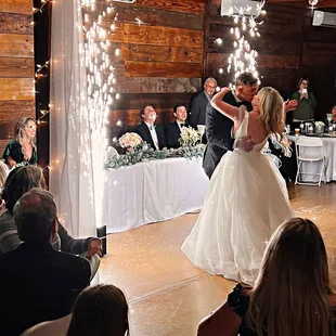 Cold sparks in our main venue barn.