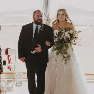 Walking up the aisle to say, "I Do"