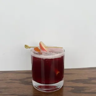 Woohoo - knob creek rye, cinnamon simple syrup, lemon juice, apple cider, cabernet