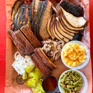 2 lbs Brisket (moist &amp; lean) 1 lb Al Pastor Pork Ribs 1 lb Cajun Butter Turkey Breast 0.5 lb Pulled Pork Pint Green Beans Pint Mac &amp; Cheese