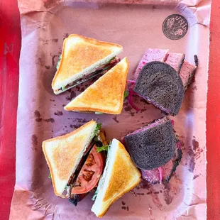 2 BLT Sandwiches 1 Pastrami Sandwich (special: half pound of pastrami served on a dark pumpernickel with housemade 512 Pecan Porter mustard)