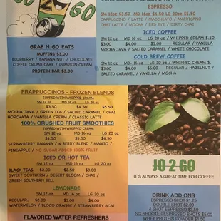 Paper menu to take home or to work!