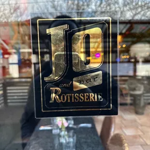 a sign in the window