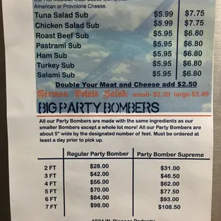 menu