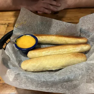 Breadsticks and cheese