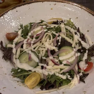 Side salad with ranch dressing