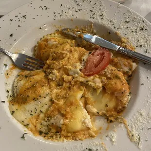 Cheese ravioli with Penne Vodka sauce