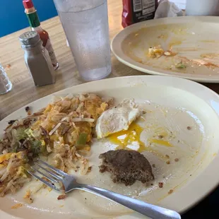 a dirty plate of food