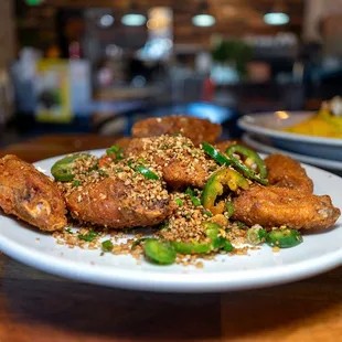 salt &amp; pepper wings $16 (way too salty)