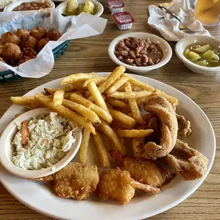 Fish and shrimp combo dinner