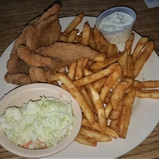 a plate of fries and coleslaw