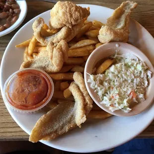 Catfish Filets, Fries ands Slaw
