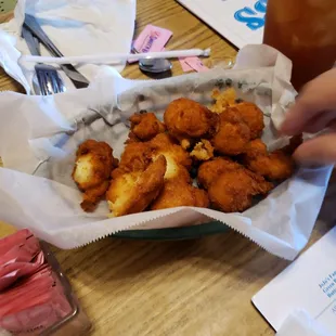Hush puppies for appetizers, some of the best!